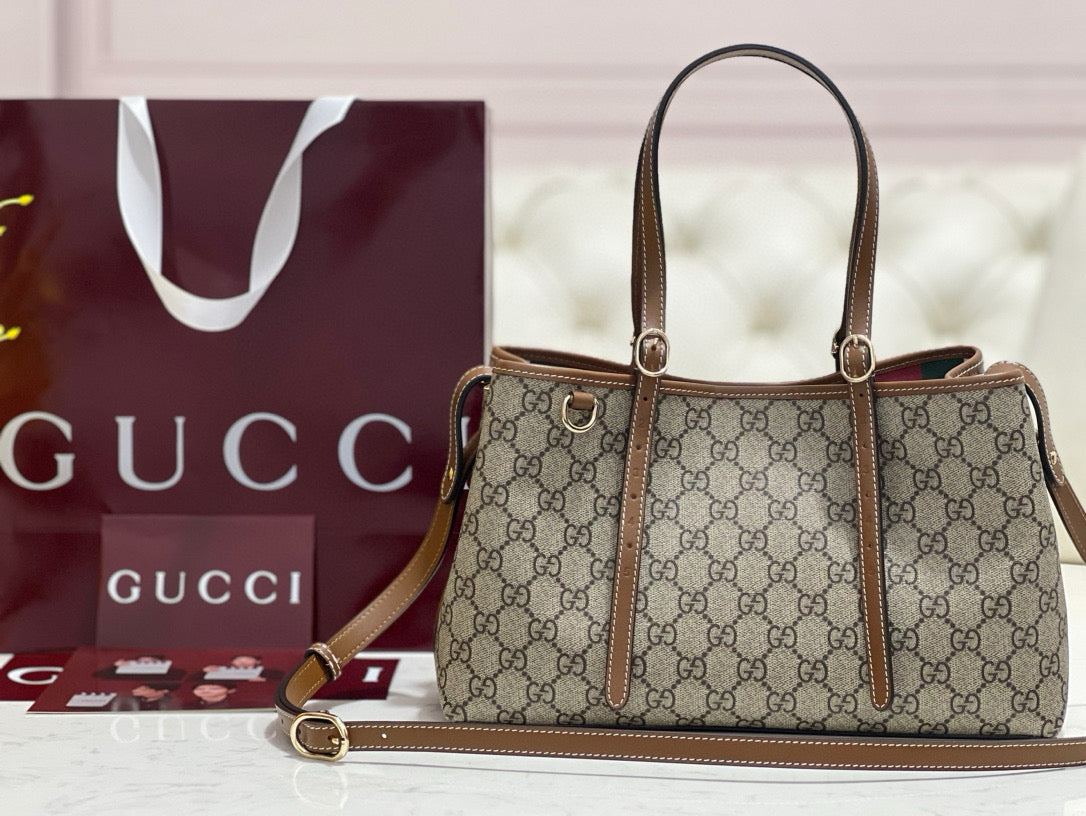 Front view of Gucci Emblem Small Tote Bag premium tote bag
