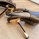 Close-up of Saint Laurent shoes craftsmanship