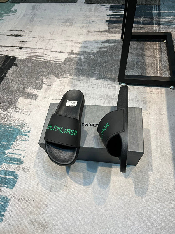 Balenciaga Black Flat Thong Sandals - Lifestyle Styling Shot