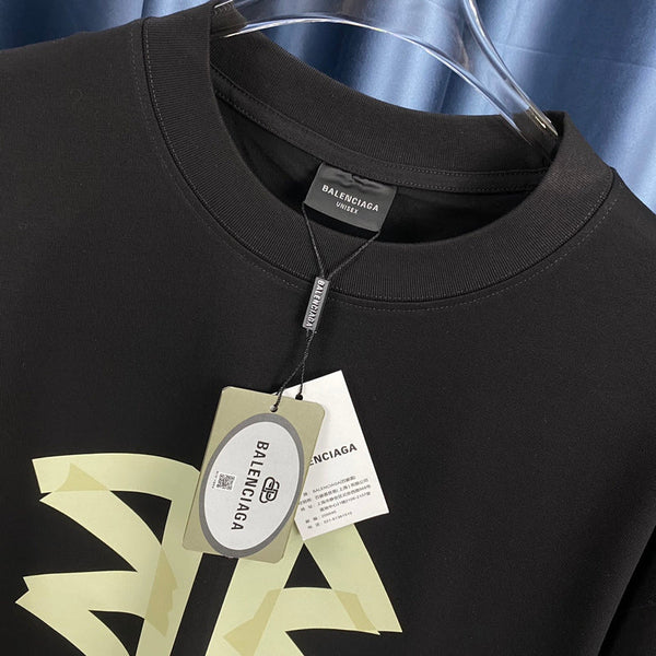 Close-up of Balenciaga t-shirt craftsmanship