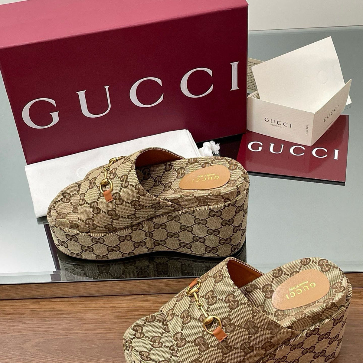 Gucci Shoes- Gucci Wedge Sandals Premium Designer Casual Shoes