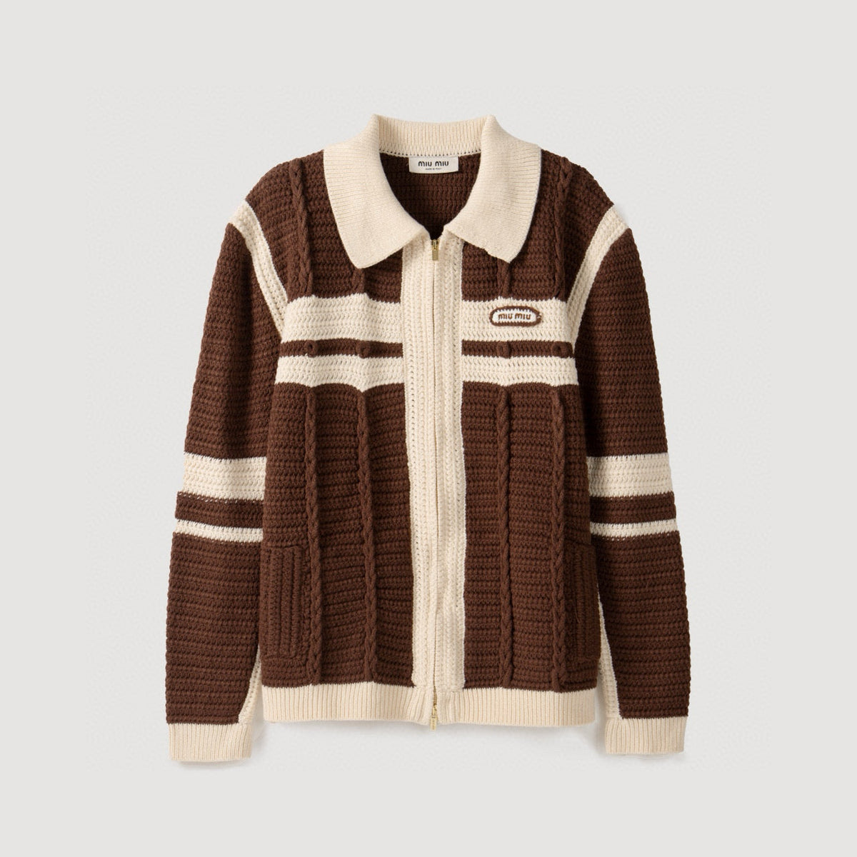Sweaters- Miu M Zip Cardigan Luxury Designer Knit Sweater