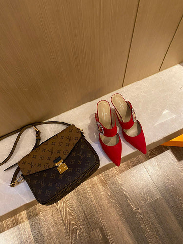 Louis Vuitton Nude Slingback Heels - Full Silhouette View