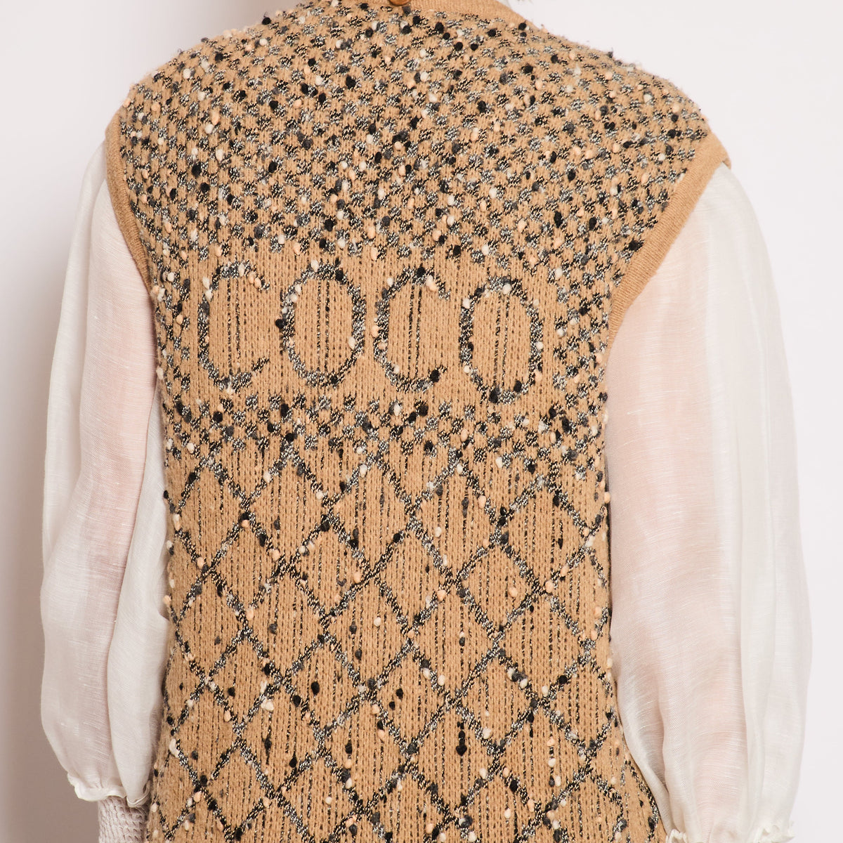 Chanel Vests? Chanel 01 A Brown Quilted Maxi Sleeveless Gilet with Coco Logo Detail Size FR 40 (UK 12) Premium Designer Layering Vest