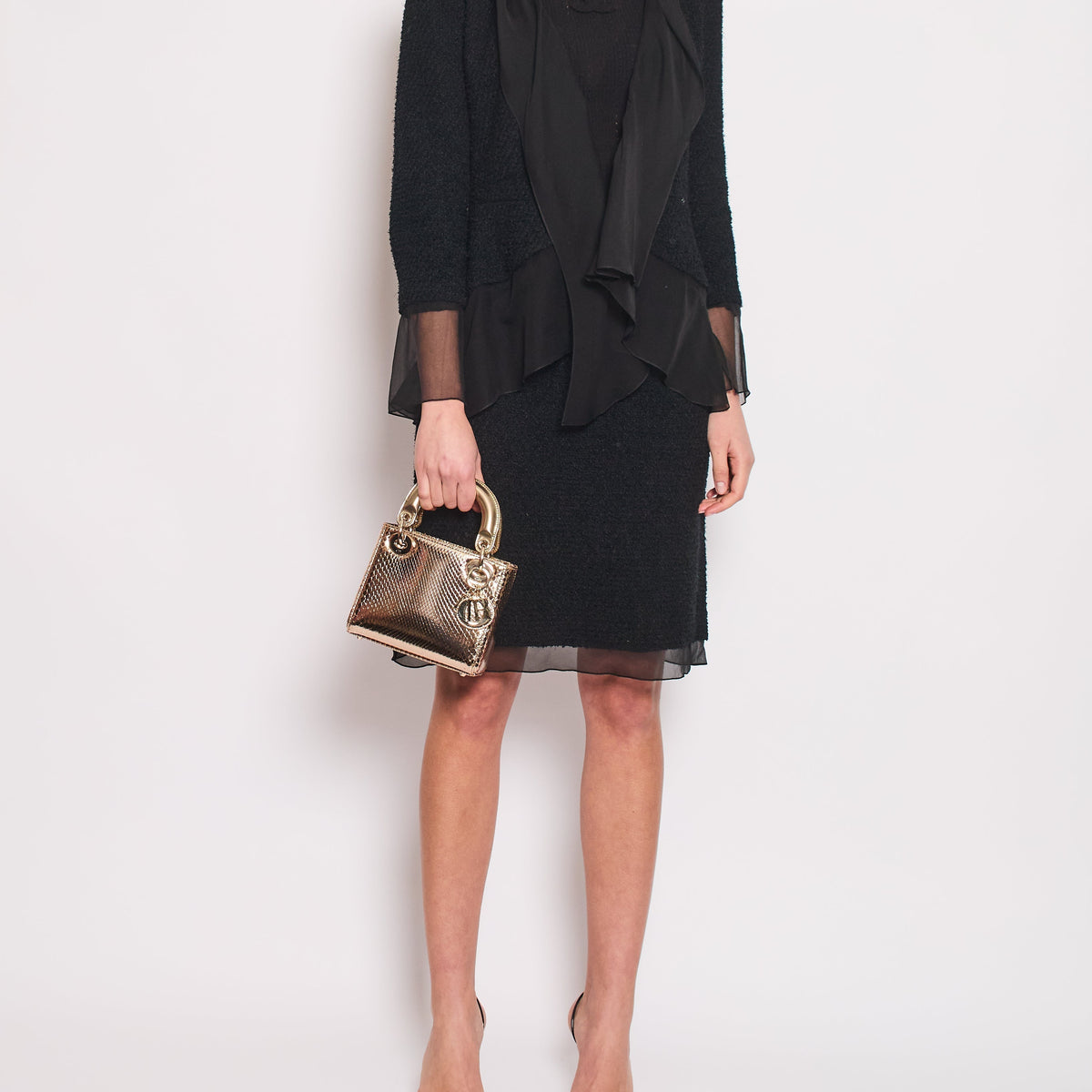 Chanel Jackets? Chanel Black Tweed Jacket and Skirt Set with Silk Trim Details Size FR 36 (UK 8) Luxury Designer Outerwear Jacket
