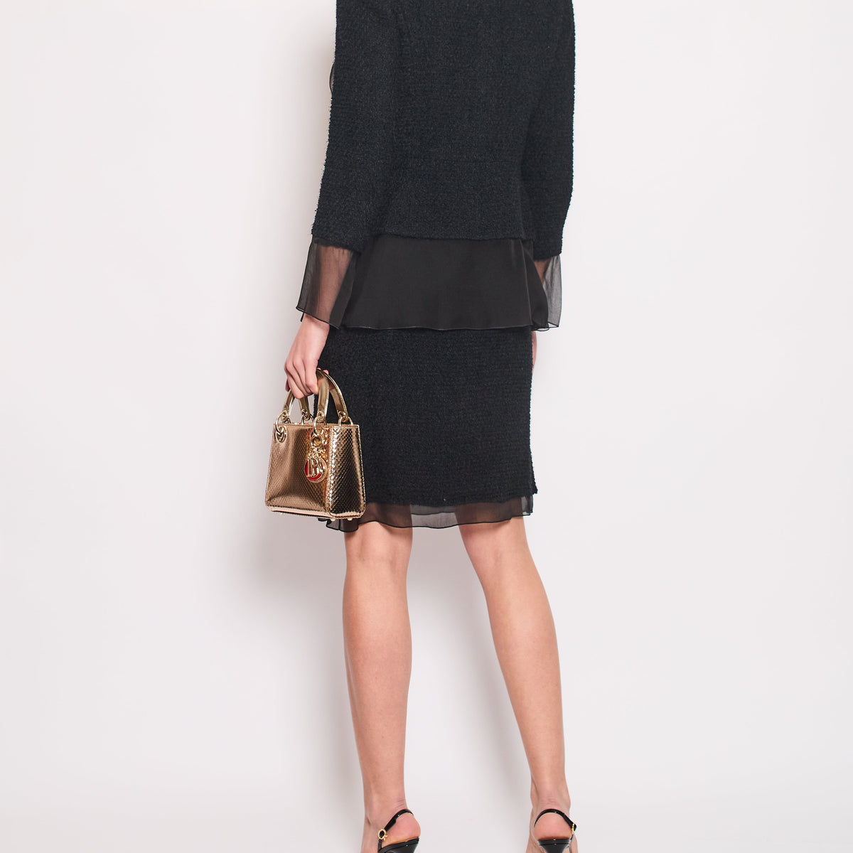 Chanel Jackets? Chanel Black Tweed Jacket and Skirt Set with Silk Trim Details Size FR 36 (UK 8) Luxury Designer Outerwear Jacket