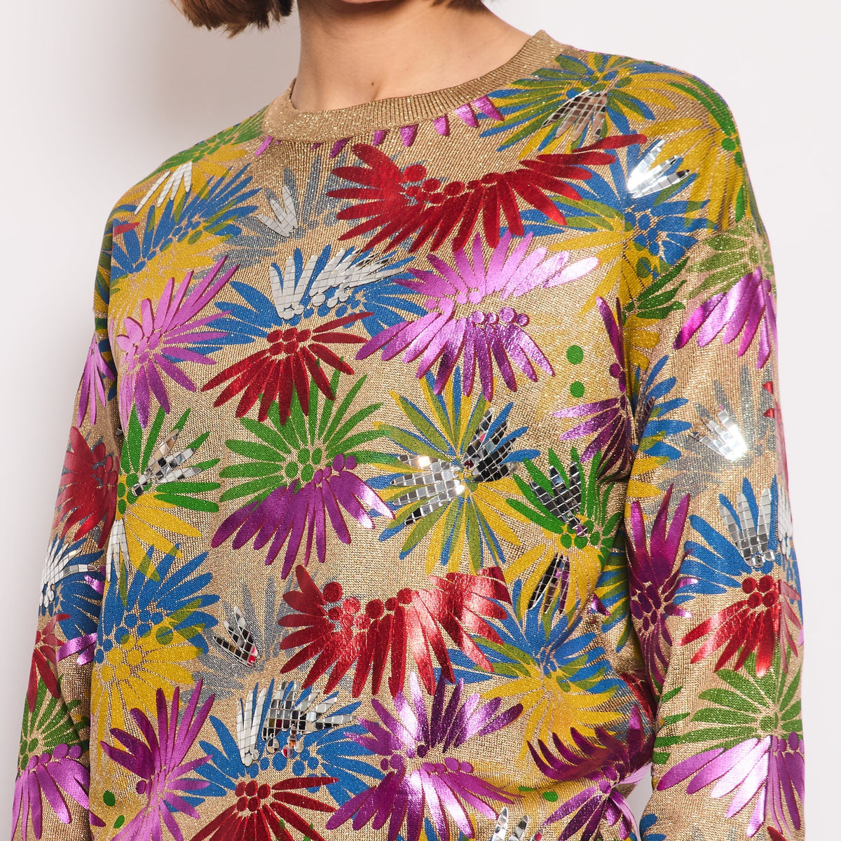 Chanel Sweaters? Chanel Coco Cuba Multicolour and Metallic Gold Jumper with Mosaic Details Size FR 36 (UK 8) Premium Casual Designer Knitwear
