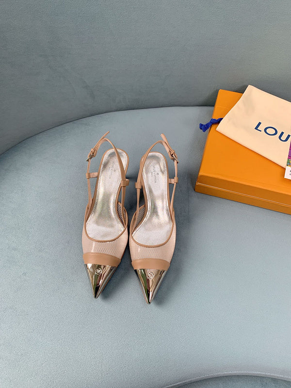 Louis Vuitton Nude Loafer Flats - Front View