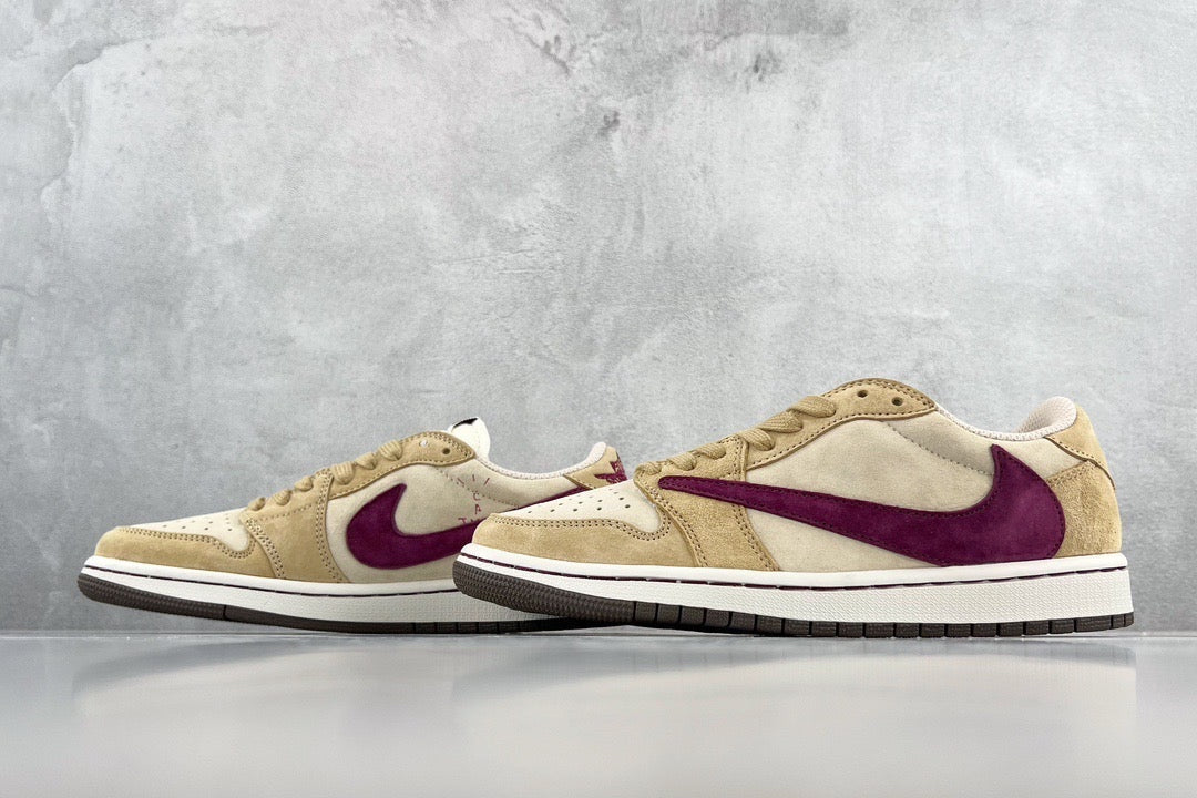 Jordan Shoes- Jordan Travis S x Jordan 1 Low Premium Designer Casual Shoes