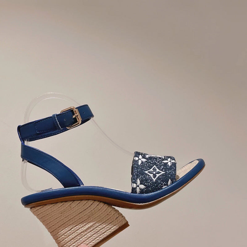 Louis Vuitton Burgundy Platform Heels - Side Profile View