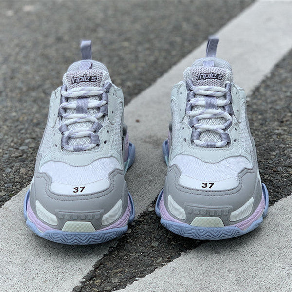Balenciaga Grey Chunky Platform Sneakers - Angled View