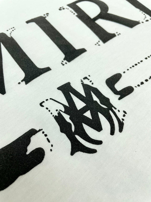 Close-up of Amiri t-shirt craftsmanship