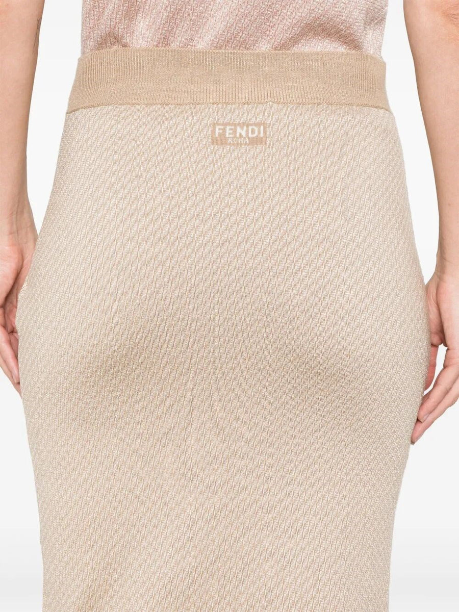 Close-up of Fendi skirts hardware and fine stitching