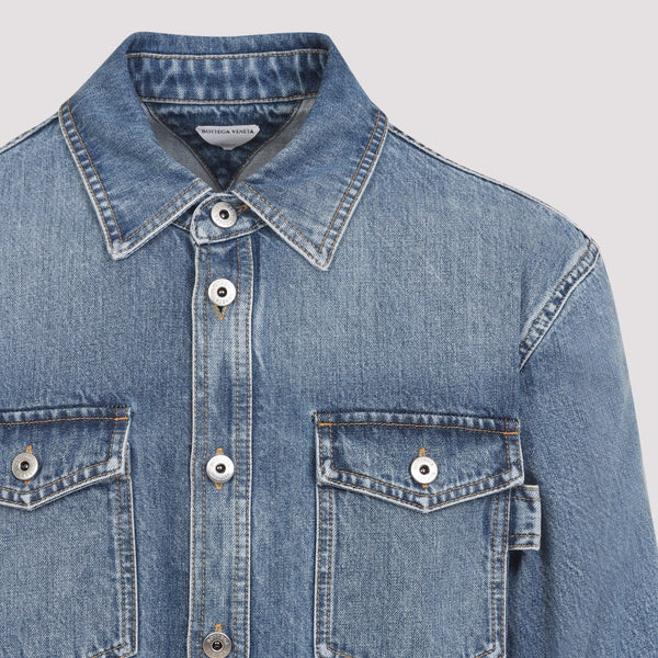 Bottega Veneta Tops? Bottega Veneta Denim Shirt Men Premium Designer Casual Top