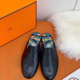 Hermès Black Loafer Flats - Full Silhouette View