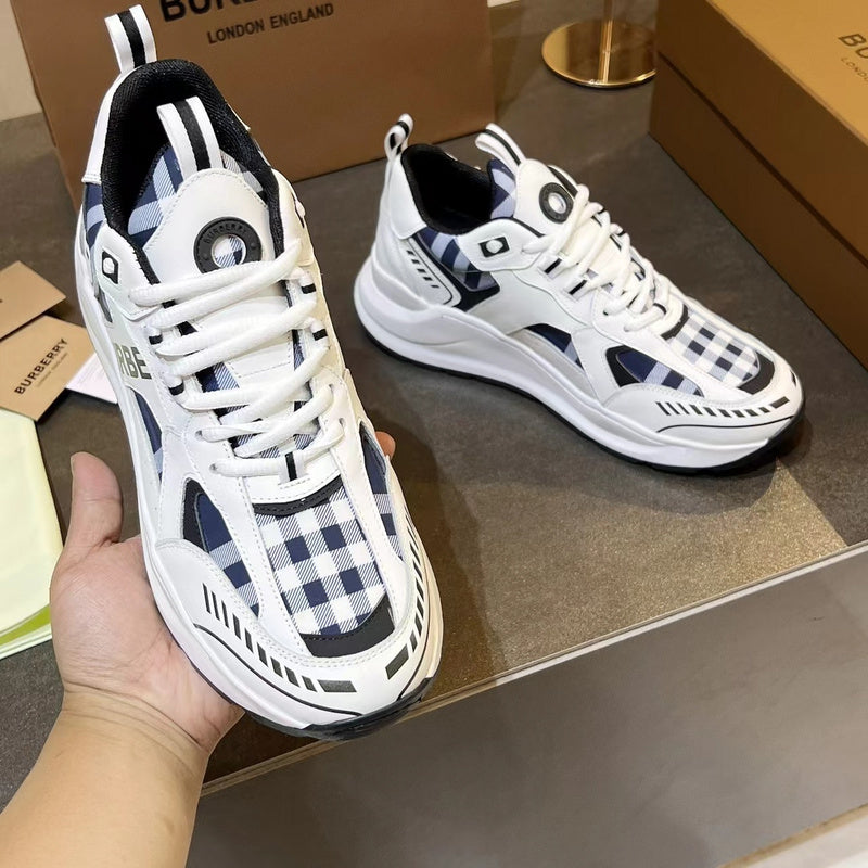 Burberry White Low-Top Sneakers - Close-Up Texture View