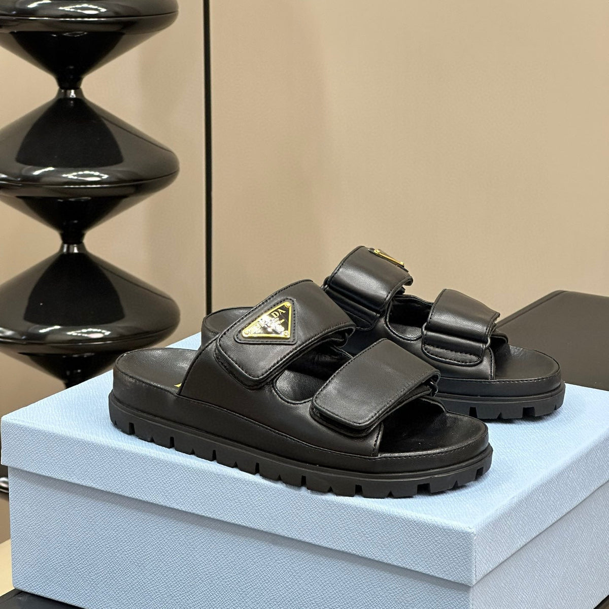 Shoes- Pd Nappa Leather Slides Premium Designer Casual Shoes