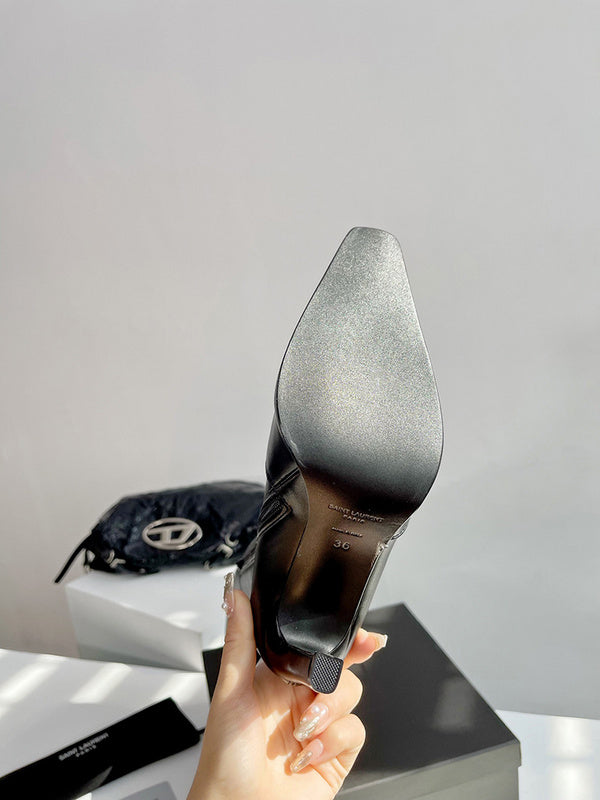 Close-up of Saint Laurent shoes craftsmanship