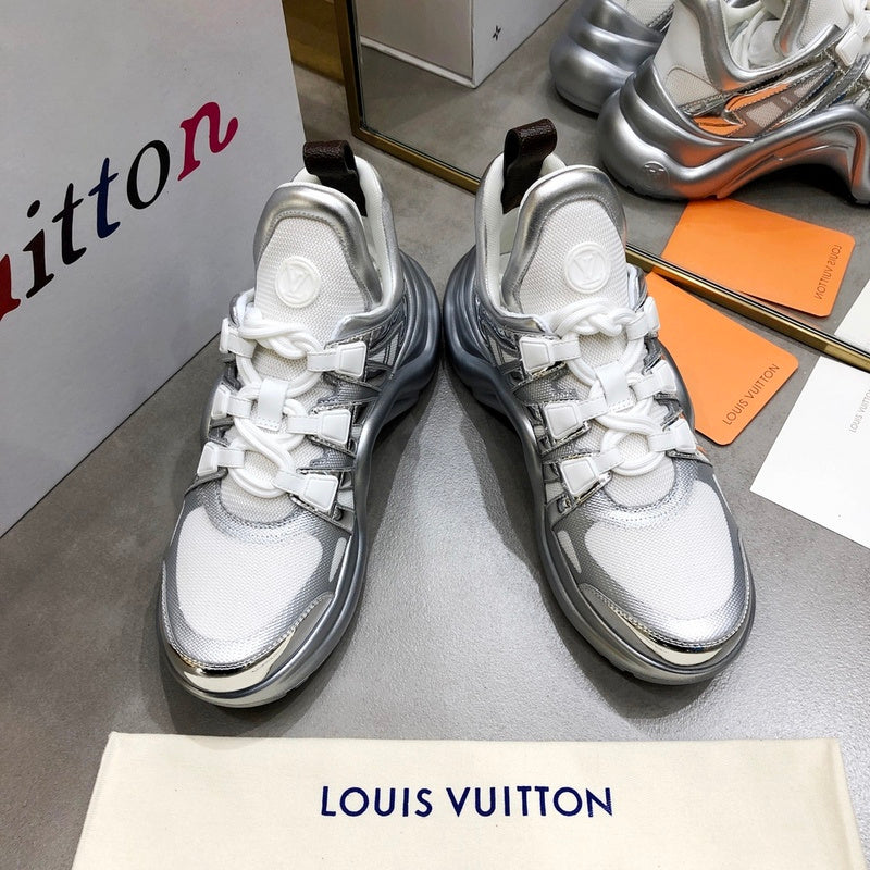 Louis Vuitton Tan Ankle Strap Heels - Side Profile View