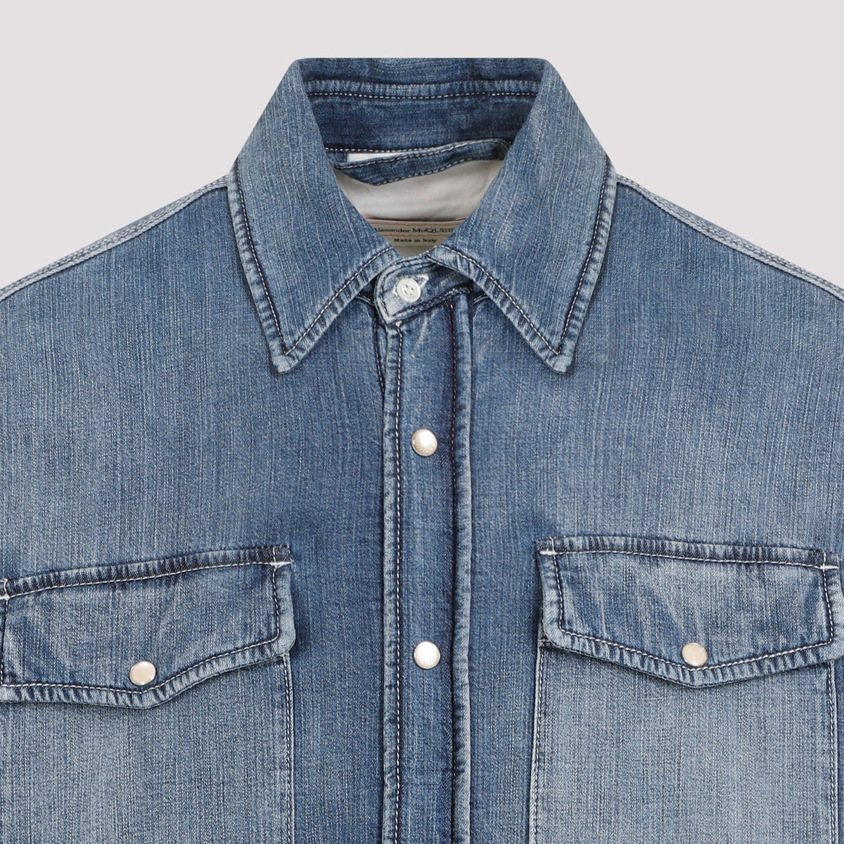 Alexander McQueen Tops? Alexander Mcqueen Quilted Denim Shirt Men Premium Designer Casual Top
