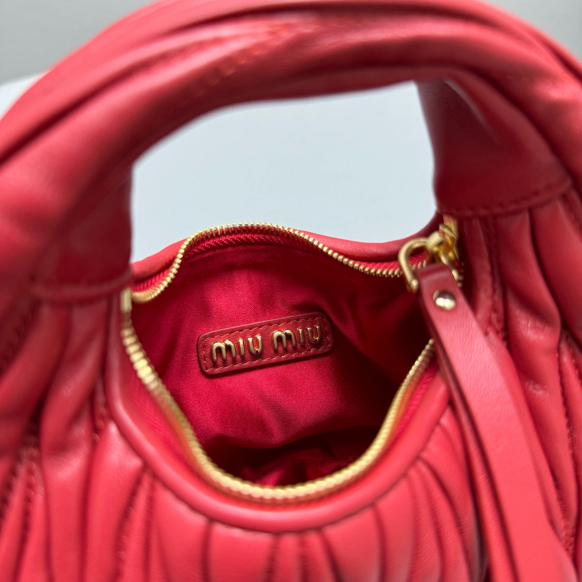 Bags- Miu M Wander Mini Hobo Bag Luxury Designer Leather Handbag