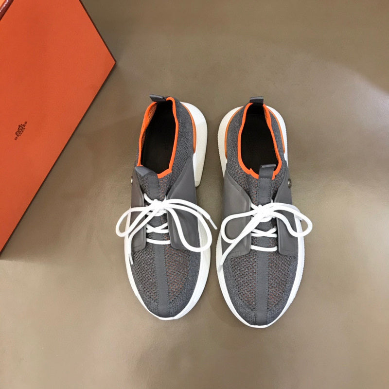 Hermès Tan Chunky Platform Sneakers - Side Profile View