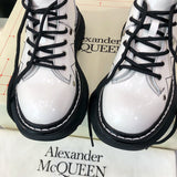 Alexander McQueen Grey Pointed-Toe Stiletto Heels - Toe Detail View