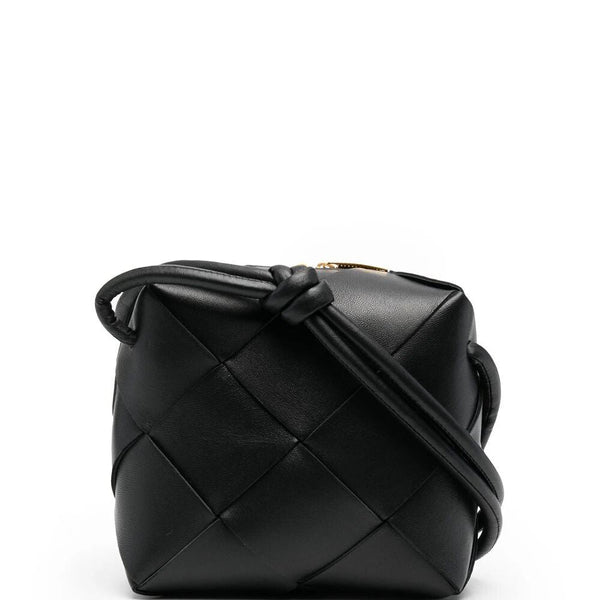 Close-up of Bottega Veneta shoulder bags hardware and fine stitching