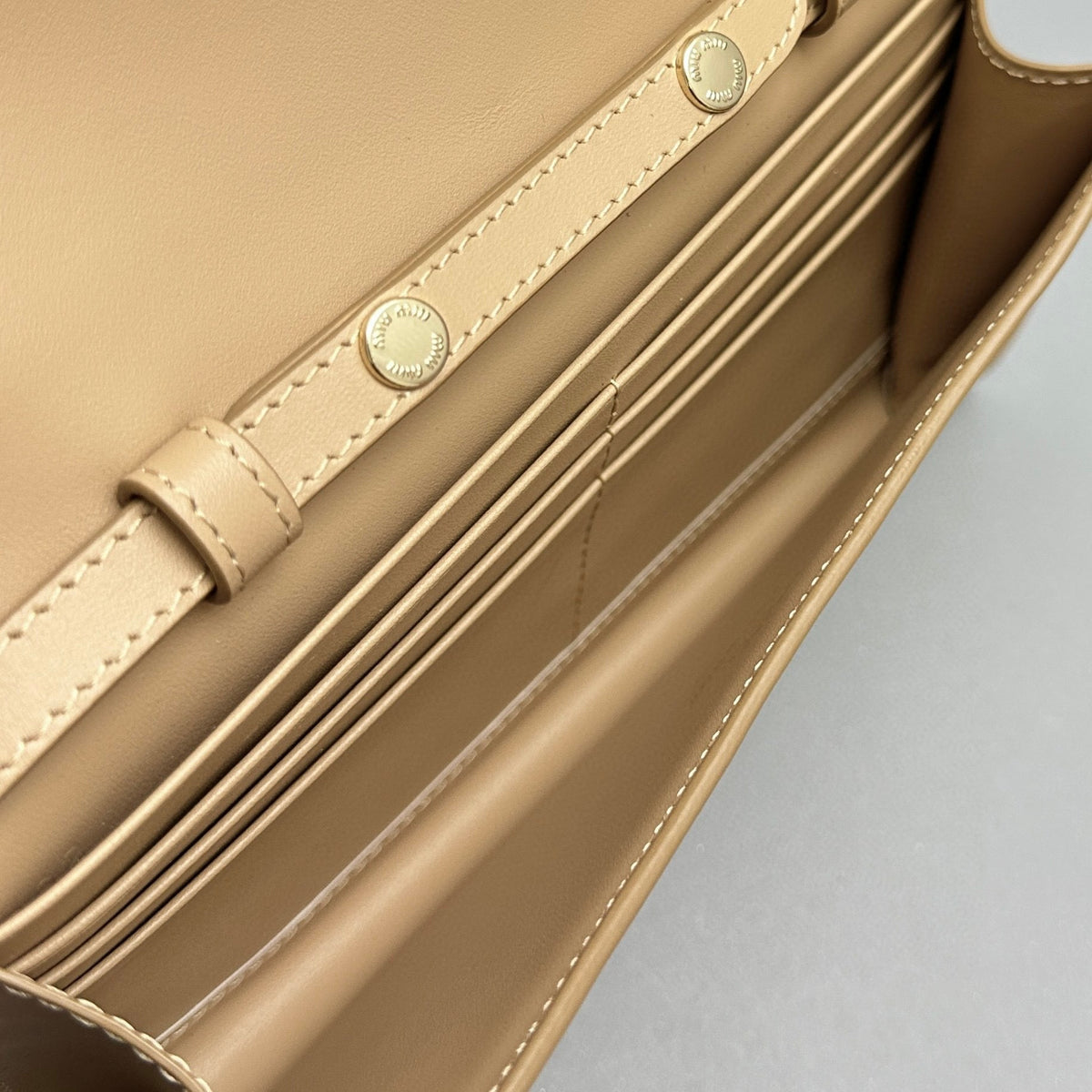 Wallets- Miu M Shoulder Strap Wallet Elegant Everyday Leather Wallet