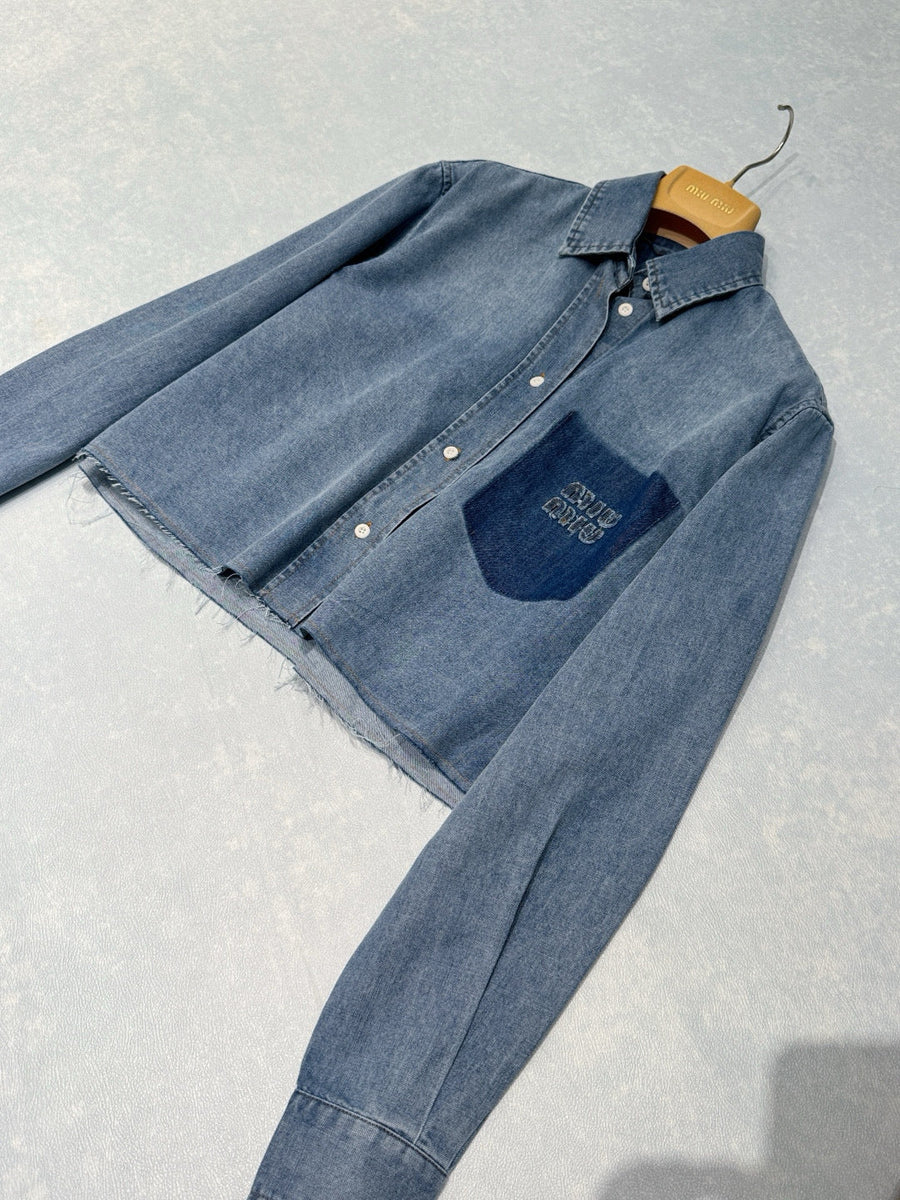 Tops- Miu M Denim Shirt Premium Designer Casual Top