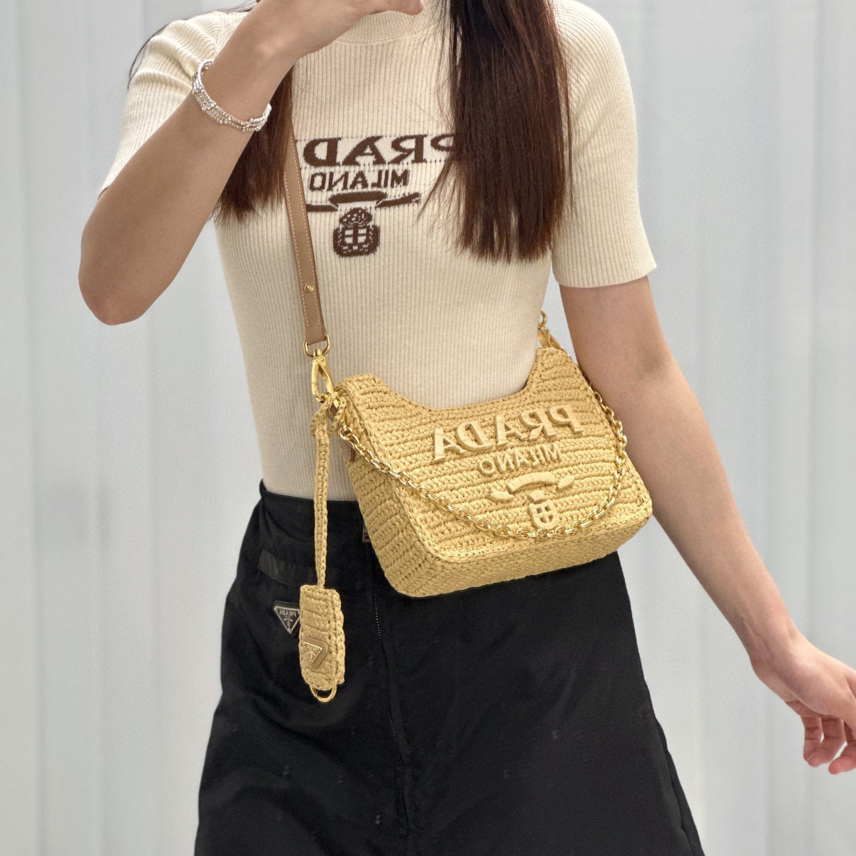 Bags- Pd Re-edition Crochet Mini Bag Luxury Designer Leather Handbag