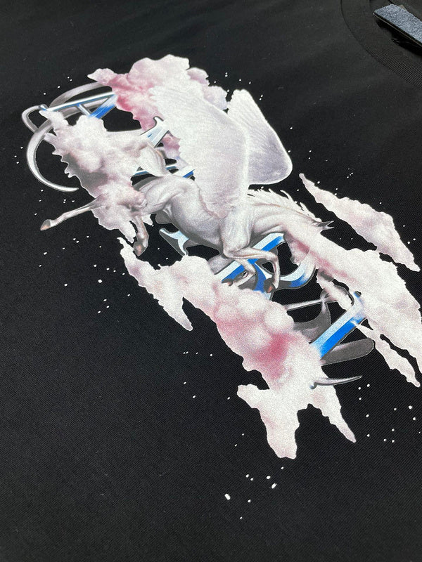 Close-up of Amiri t-shirt craftsmanship