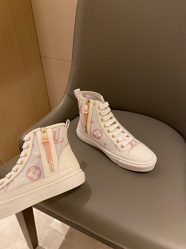 Louis Vuitton Burgundy Combat Boots - Angled View