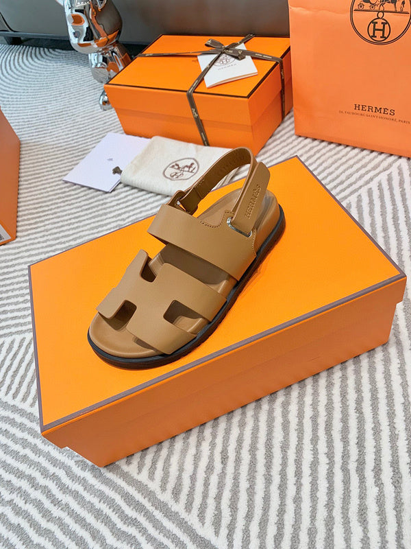 Hermès Black Block Heel Sandals - Heel Detail View
