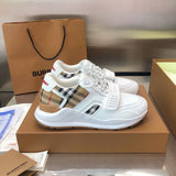 Burberry Beige Low-Top Sneakers - Angled View