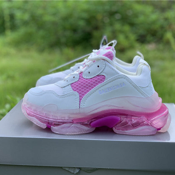 Balenciaga White Chunky Platform Sneakers - Front View