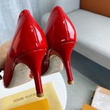 Louis Vuitton Beige Block Heel Pumps - Angled View