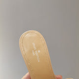 Louis Vuitton Nude Ankle Strap Heels - Close-Up Texture View
