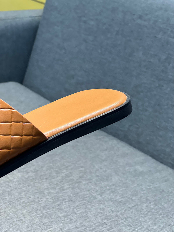 Hermès Beige Loafer Flats - Angled View