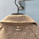 Front view of Fendi premium Coat with iconic logo hardware