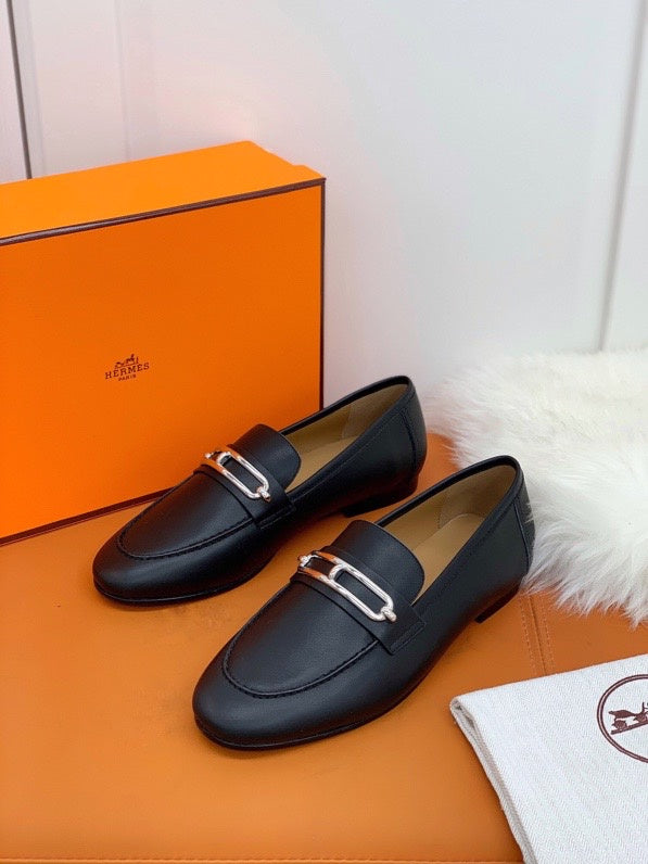 Hermès Chocolate Brown Classic Ballet Flats - Front View