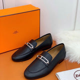 Hermès Chocolate Brown Classic Ballet Flats - Front View
