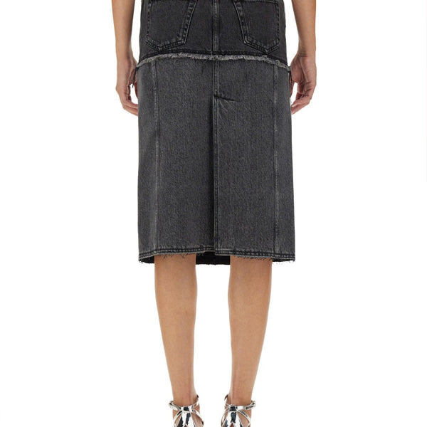 Alexander McQueen Skirts? Alexander Mcqueen Women Two-Tone Denim Skirt Chic Everyday Designer Skirt