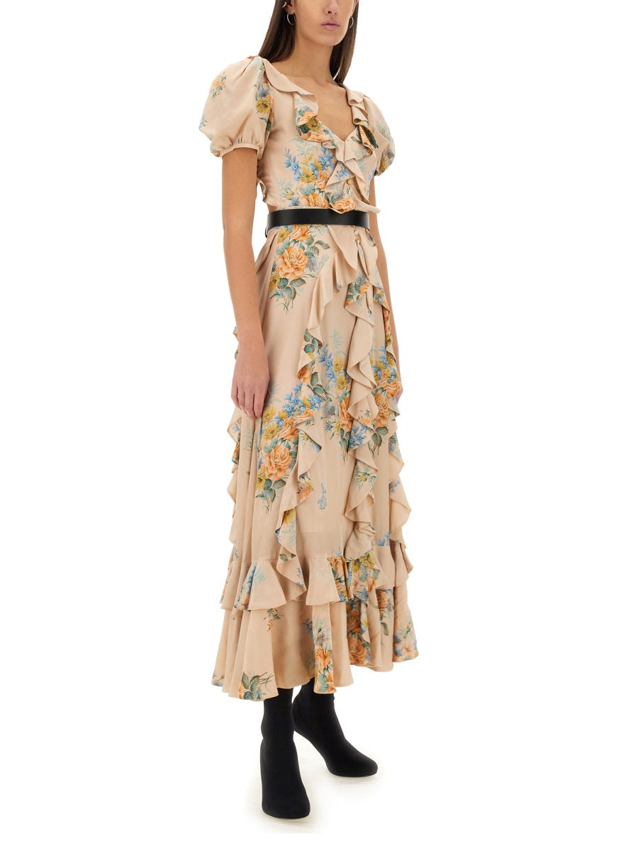 Alexander McQueen Dresses? Alexander Mcqueen Women Floral Print Ruched Silk Dress Luxury Party Occasion Dress