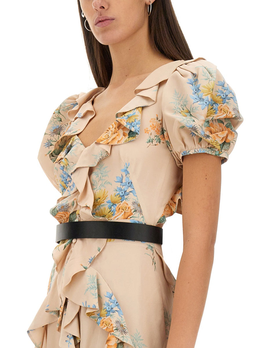Close-up of Alexander McQueen cocktail dresses hardware and fine stitching