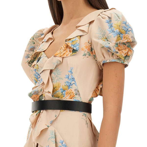 Alexander McQueen Dresses? Alexander Mcqueen Women Floral Print Ruched Silk Dress Luxury Party Occasion Dress