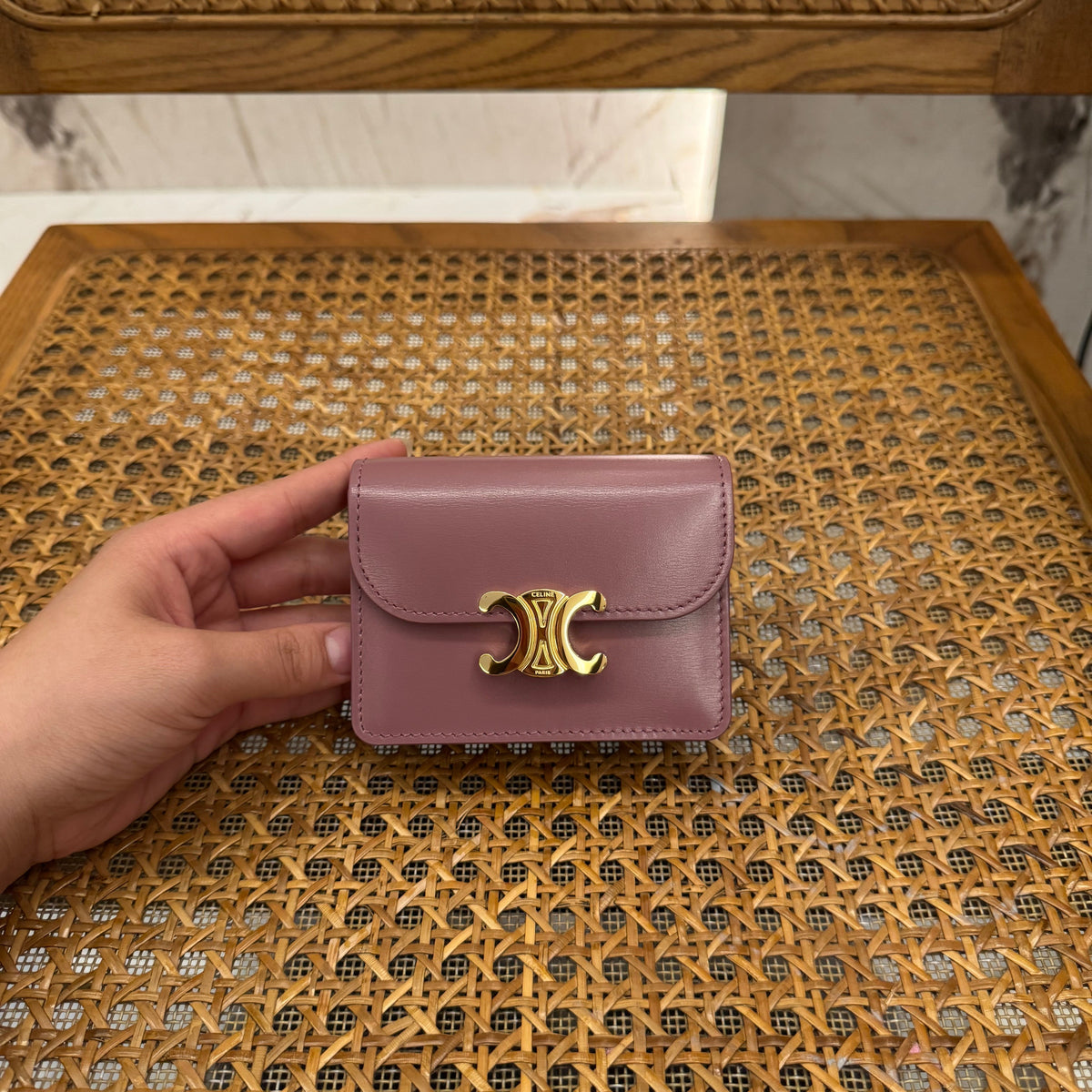Wallets- Cel Business Card Holder Triomphe Elegant Everyday Leather Wallet