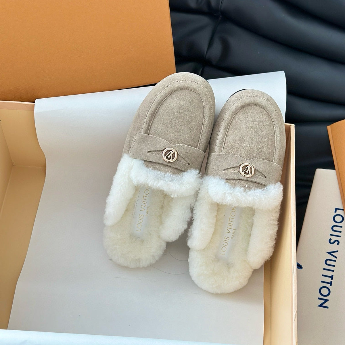 Louis Vuitton Shoes- Louis Vuitton Lou Soho Open Back Loafers Premium Designer Casual Shoes