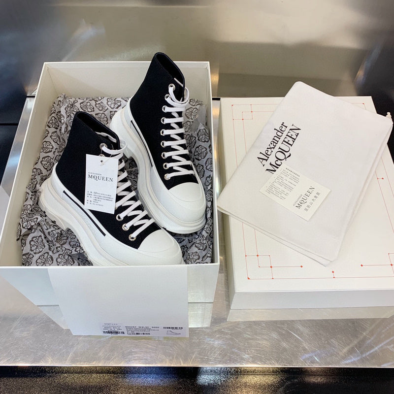 Alexander McQueen White Chunky Platform Sneakers - Full Silhouette View