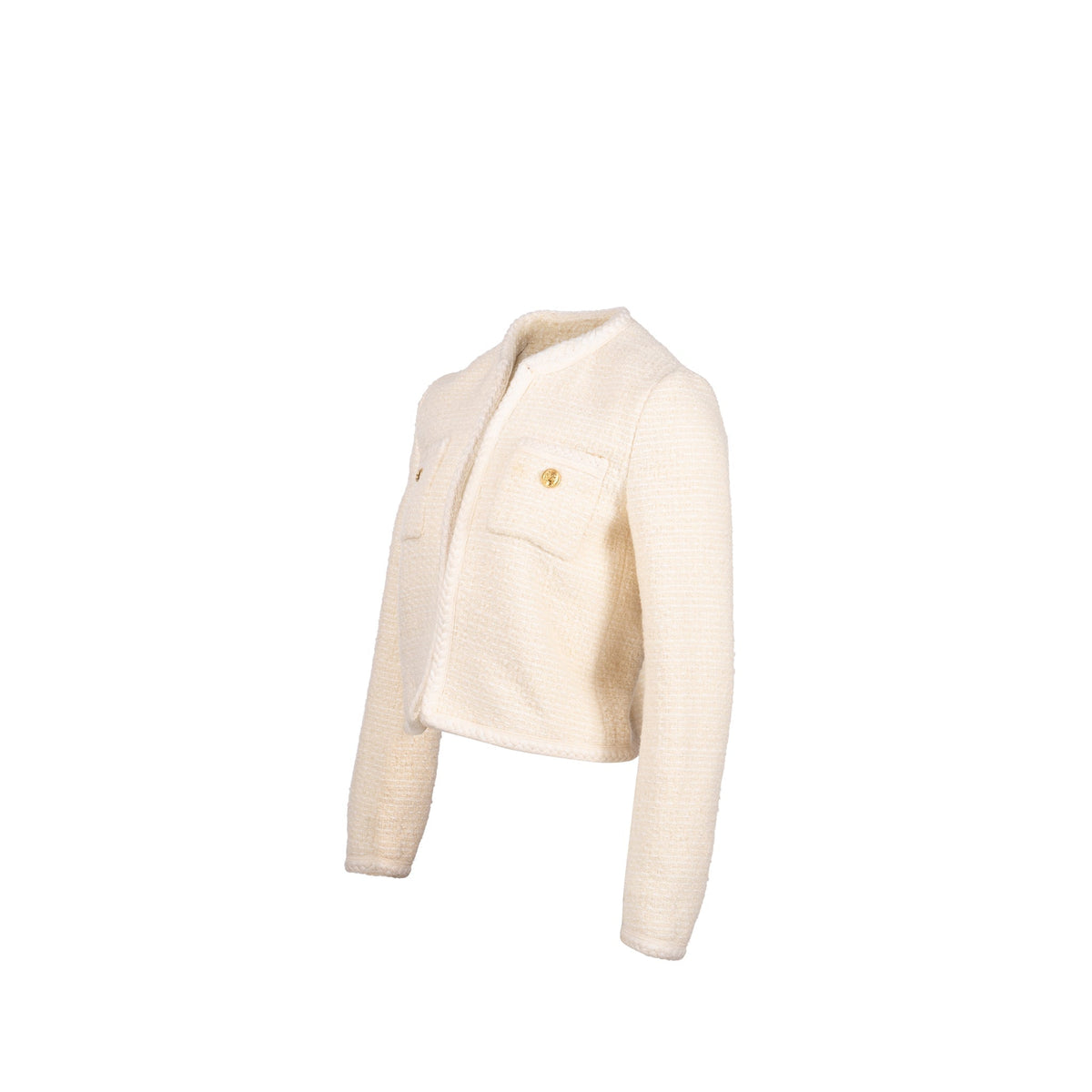 Celine Jackets? Celine Size 34 Tweed Jacket Wool Cotton White Stylish Everyday Designer Outerwear
